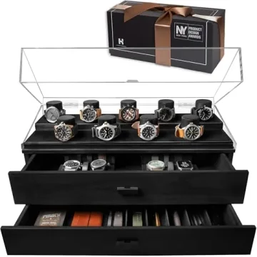 Holme & Hadfield Premium 17-Slot Wooden Watch Display Case – Extra Large Handcrafted Men’s Watch...