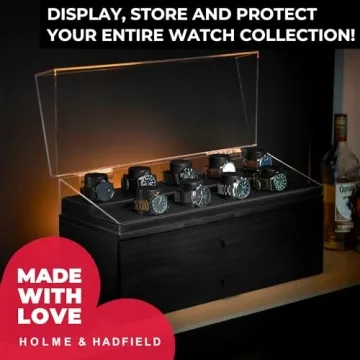 Holme & Hadfield Premium 17-Slot Wooden Watch Display Case