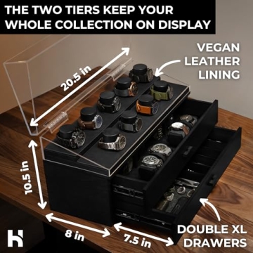 Holme & Hadfield Premium 17-Slot Wooden Watch Display Case