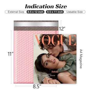 Famagic Bubble Mailers 8.5x12 Inch 25pc Light Pink Shipping Bags, Chic Packaging Bags For Small Business, Colored Padded Mailing Envelopes, Opaque Matte Self Seal Bubble Poly Mailers Bulk #2