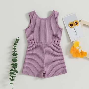 Toddler Baby Girl Summer Sleeveless Ribbed Romper
