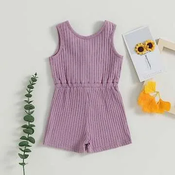 Toddler Baby Girl Summer Sleeveless Ribbed Romper