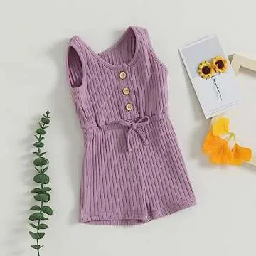 Toddler Baby Girl Summer Sleeveless Ribbed Romper