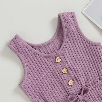 Toddler Baby Girl Summer Sleeveless Ribbed Romper