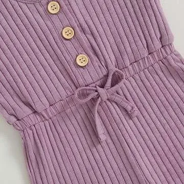 Toddler Baby Girl Summer Sleeveless Ribbed Romper