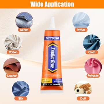 FITTDYHE Fabric Glue Permanent, 60 ML Washable Clear Clothing Glue
