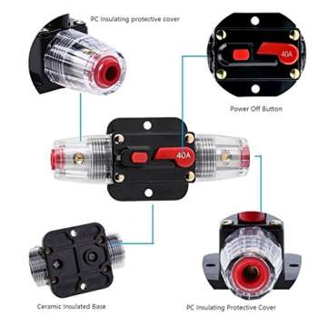 STETION Car Audio 150 Amp Resettable Fuse Circuit Breaker Car Protect for Audio System Fuse 12-24V DC for Car Audio Amps Overload Protection Fuse (150A)