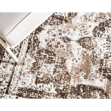 Unique Loom Sofia Collection Area Rug - Salle Garnier (7' 1" x 10' Rectangle, Light Brown/ Brown)