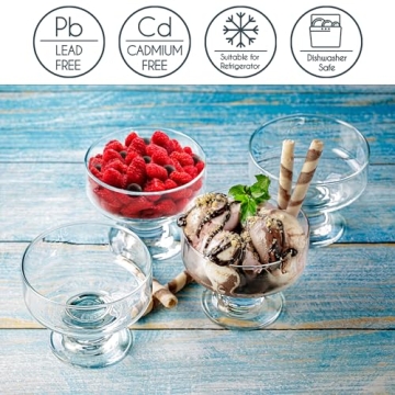 Buy Crystalia Glass Ice Cream Bowl Set - Elegant Dessert Cups
