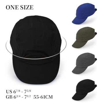 Croogo Curved Brim Baseball Cap Golf Dad Hats Outdoor 5-Panel Cap UPF Sun Protection for Cycling Running Hiking,Black-WBBC3