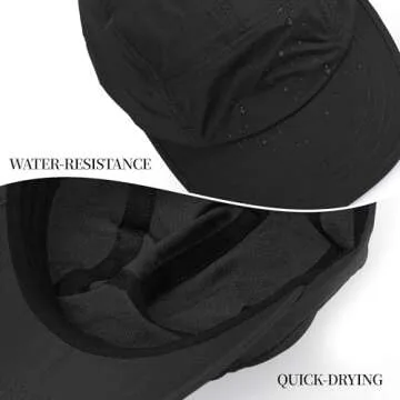 Croogo Curved Brim Baseball Cap Golf Dad Hats Outdoor 5-Panel Cap UPF Sun Protection for Cycling Running Hiking,Black-WBBC3