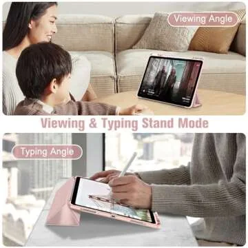 Fintie Hybrid Slim Case for iPad Air 13-inch (M2) 2024, [Built-in Pencil Holder] Shockproof Cover with Clear Transparent Back Shell, Rose Gold