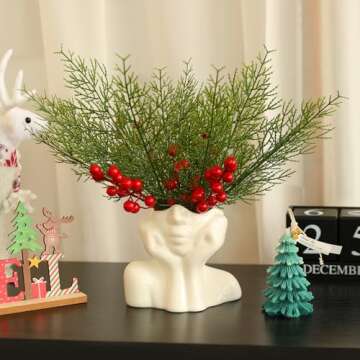 Floweroyal 40pcs Artificial Pine Branches 14" Christmas Greenery Stems Faux Cedar Stems Pine Picks f...