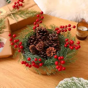 Floweroyal 40pcs Artificial Pine Branches 14" Christmas Greenery Stems Faux Cedar Stems Pine Picks for Wreath, Table Centerpieces, Floral Arrangements Christmas Indoor Outdoor Home Decor