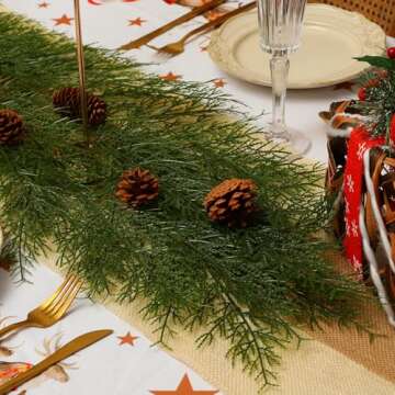 Floweroyal 40pcs Artificial Pine Branches 14" Christmas Greenery Stems Faux Cedar Stems Pine Picks for Wreath, Table Centerpieces, Floral Arrangements Christmas Indoor Outdoor Home Decor