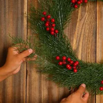 Floweroyal 40pcs Artificial Pine Branches 14" Christmas Greenery Stems Faux Cedar Stems Pine Picks for Wreath, Table Centerpieces, Floral Arrangements Christmas Indoor Outdoor Home Decor