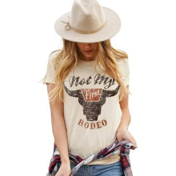 GEMLON Not My First Rodeo Cowgirl Western T-Shirt: Fun & Stylish Tee for Concerts