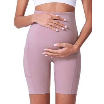 Comfortable Maternity Biker Shorts with Pockets for Pregnancy