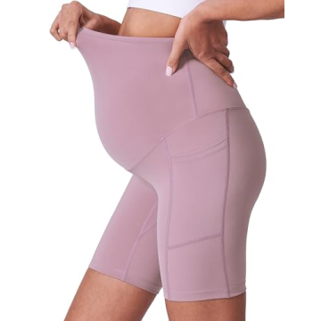 Comfortable Maternity Biker Shorts with Pockets for Pregnancy
