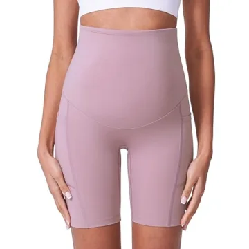 Comfortable Maternity Biker Shorts with Pockets for Pregnancy