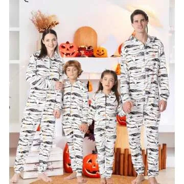 YEAXLUD Family Matching Halloween Pajamas Adult Onesie Mummy Costumes Woman Kids Couples Men Pjs Wom...