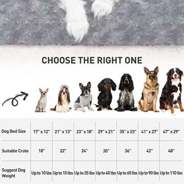 KSIIA Washable Dog Bed Deluxe Plush Dog Crate Beds Comfy Kennel Pad Anti-Slip Pet Sleeping Mat for Large, Jumbo, Medium, Small Dogs Breeds, 23" x 18", Dark Grey