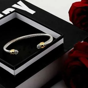 Stylish Ofashion Two Tone Cable Bangle Bracelet for All Ages