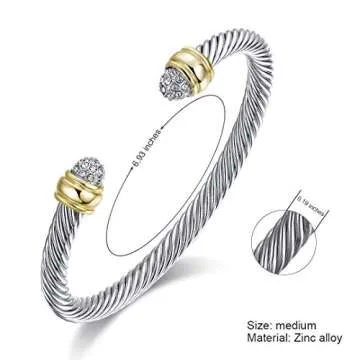 Stylish Ofashion Two Tone Cable Bangle Bracelet for All Ages