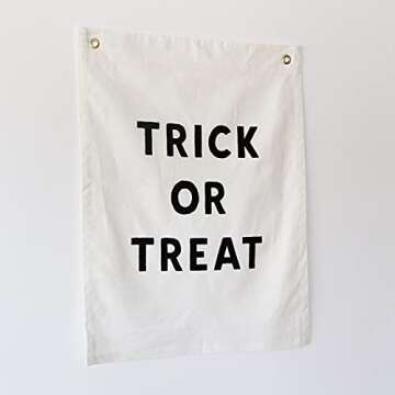 Sisterly Market Natural Linen Wall Hanging and Banner Holiday Seasonal (Trick or Treat)