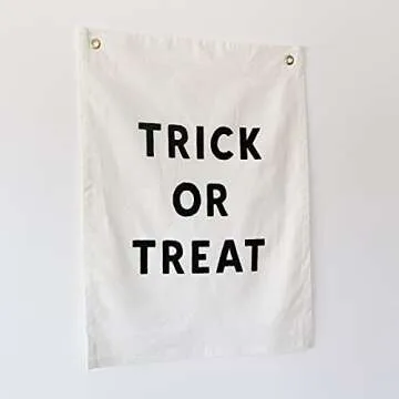 Sisterly Market Natural Linen Wall Hanging and Banner Holiday Seasonal (Trick or Treat)