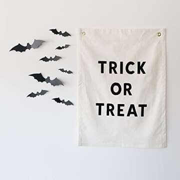 Sisterly Market Natural Linen Wall Hanging and Banner Holiday Seasonal (Trick or Treat)