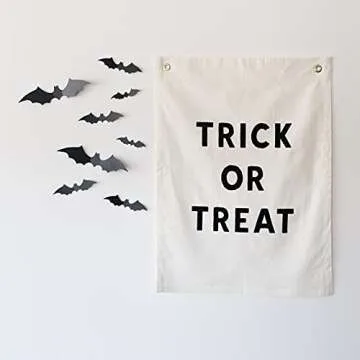 Sisterly Market Natural Linen Wall Hanging and Banner Holiday Seasonal (Trick or Treat)
