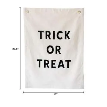 Sisterly Market Natural Linen Wall Hanging and Banner Holiday Seasonal (Trick or Treat)