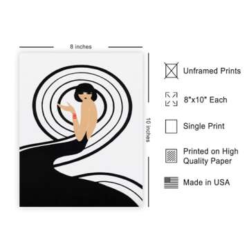 Poster Master Vintage Swirl Girl Poster - Retro Spiral Black Dress Print - Fashion Art - Glam Gift f...