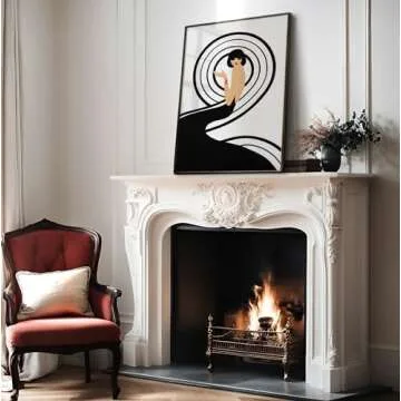 Poster Master Vintage Swirl Girl Poster - Retro Spiral Black Dress Print - Fashion Art - Glam Gift for Her, Women, Fashionista - Chic Decor for Living Room, Office, Bedroom - 8x10 UNFRAMED Wall Art