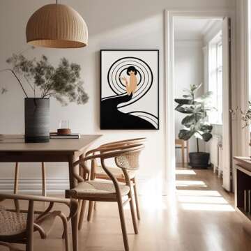 Poster Master Vintage Swirl Girl Poster - Retro Spiral Black Dress Print - Fashion Art - Glam Gift for Her, Women, Fashionista - Chic Decor for Living Room, Office, Bedroom - 8x10 UNFRAMED Wall Art