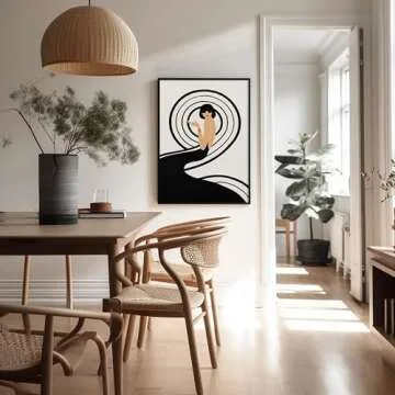 Poster Master Vintage Swirl Girl Poster - Retro Spiral Black Dress Print - Fashion Art - Glam Gift for Her, Women, Fashionista - Chic Decor for Living Room, Office, Bedroom - 8x10 UNFRAMED Wall Art