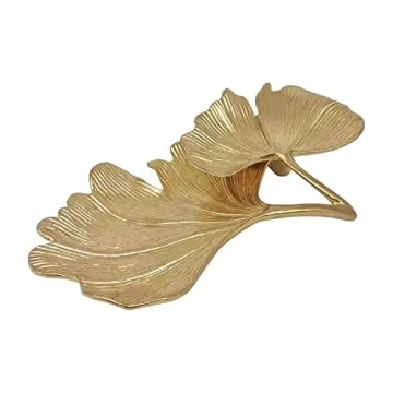 Elegant Leaf-Shaped Jewelry Dish | Gold Metal Ring Holder & Organizer