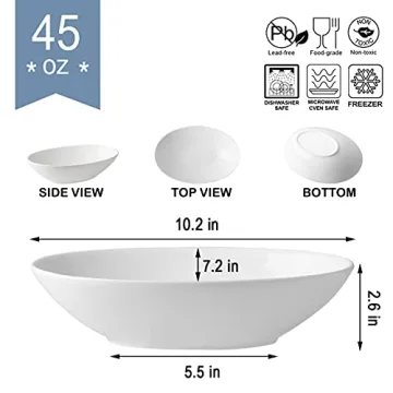 ZONEYILA 10" Porcelain Chip Resistant Serving Bowls