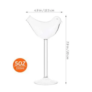 Cabilock 2PCS Bird Cocktail Glasses: 150ml/5OZ Bird Shaped Glass, Clear Fancy Drinking Glasses, Uniq...