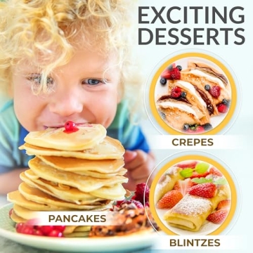 Crepe Maker Machine (Easy to Use), Pancake Griddle – Nonstick 12” Electric Griddle – Pancake Maker, Batter Spreader, Wooden Spatula – Crepe Pan for Crepes Roti, Tortilla, Blintzes – Portable, Compact