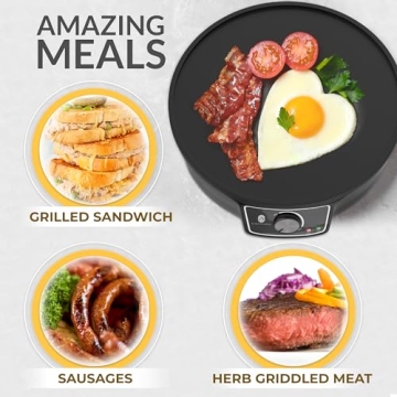 Crepe Maker Machine (Easy to Use), Pancake Griddle – Nonstick 12” Electric Griddle – Pancake Maker, Batter Spreader, Wooden Spatula – Crepe Pan for Crepes Roti, Tortilla, Blintzes – Portable, Compact