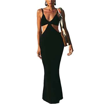 Antopmen Women Spaghetti Straps Elegant Maxi Dress