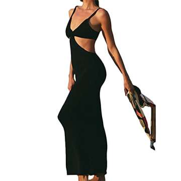 Antopmen Women Spaghetti Straps Elegant Maxi Dress