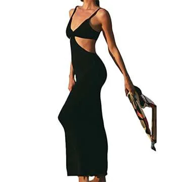 Antopmen Women Spaghetti Straps Elegant Maxi Dress