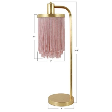 Gold Leaf Framboise Fringe Shade Table Lamp Elegant Lighting