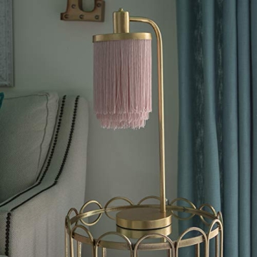 Gold Leaf Framboise Fringe Shade Table Lamp Elegant Lighting