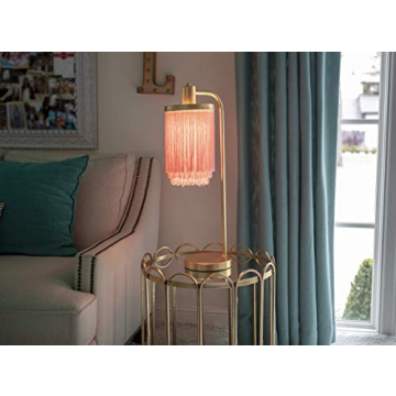 Gold Leaf Framboise Fringe Shade Table Lamp Elegant Lighting