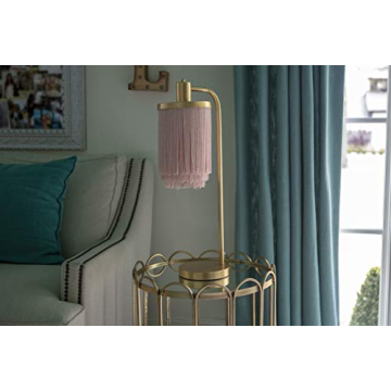 Gold Leaf Framboise Fringe Shade Table Lamp Elegant Lighting