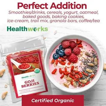 Healthworks Organic Dried Goji Berries, 32oz - 2lb, 1 Pack, Vegan and Non-GMO Certified Organic Raw Sun-Dried Goji Berries